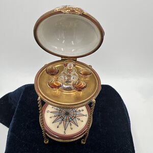 Vintage Limoges Miniature Globe Mini Bar Trinket Box Signed Limited Ed Rare
